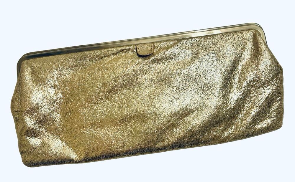 HOBO Leather Metallic Gold Clutch